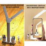 Світлодіодна настільна лампа на акумуляторі подвійна багатофункціональна з календарем та термометром, тримачем для ручок — изображение 6