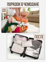 Органайзер для подорожей 8в1 для одягу, взуття, білизни та косметики, Дорожні органайзери Бежевий — изображение 4