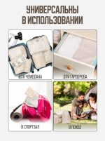 Органайзер для подорожей 8в1 для одягу, взуття, білизни та косметики, Дорожні органайзери Бежевий — изображение 2