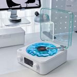 Нічник з годинником у вигляді вінілового програвача білий Бездротова Bluetooth колонка з підсвічуванням проектор — изображение 3