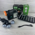 Портативна система освітлення GDLite GD-102 Ліхтар + 3 LED лампи + сонячна панель 5000 mAh