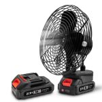 Вентилятор 6", з Li-Ion акумулятором 21V + перехідник, Black, Box 185х185 мм, 1,10 кг