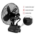 Вентилятор 6", з Li-Ion акумулятором 21V + перехідник, Black, Box 185х185 мм, 1,10 кг — изображение 5